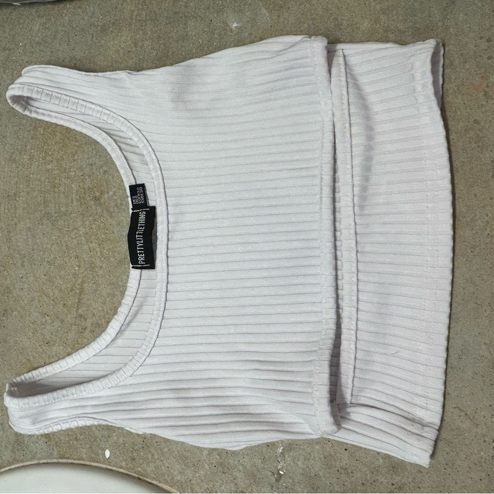 PrettyLittleThing Ivory Ribbed Tank Top